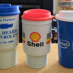 New (7) Mixed Lot Vintage Double Insolated Travel Mugs /Cups