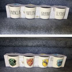 Set Of 4 Rae Dunn X Harry Potter Hogwarts Houses  8 Oz Ceramic Ramekins