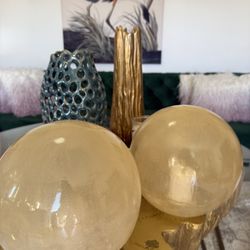 Lightly Used Two Decor Indoor/ Outdoor Candles Balls! H” 10, Very Unique! Weather Resistant! 