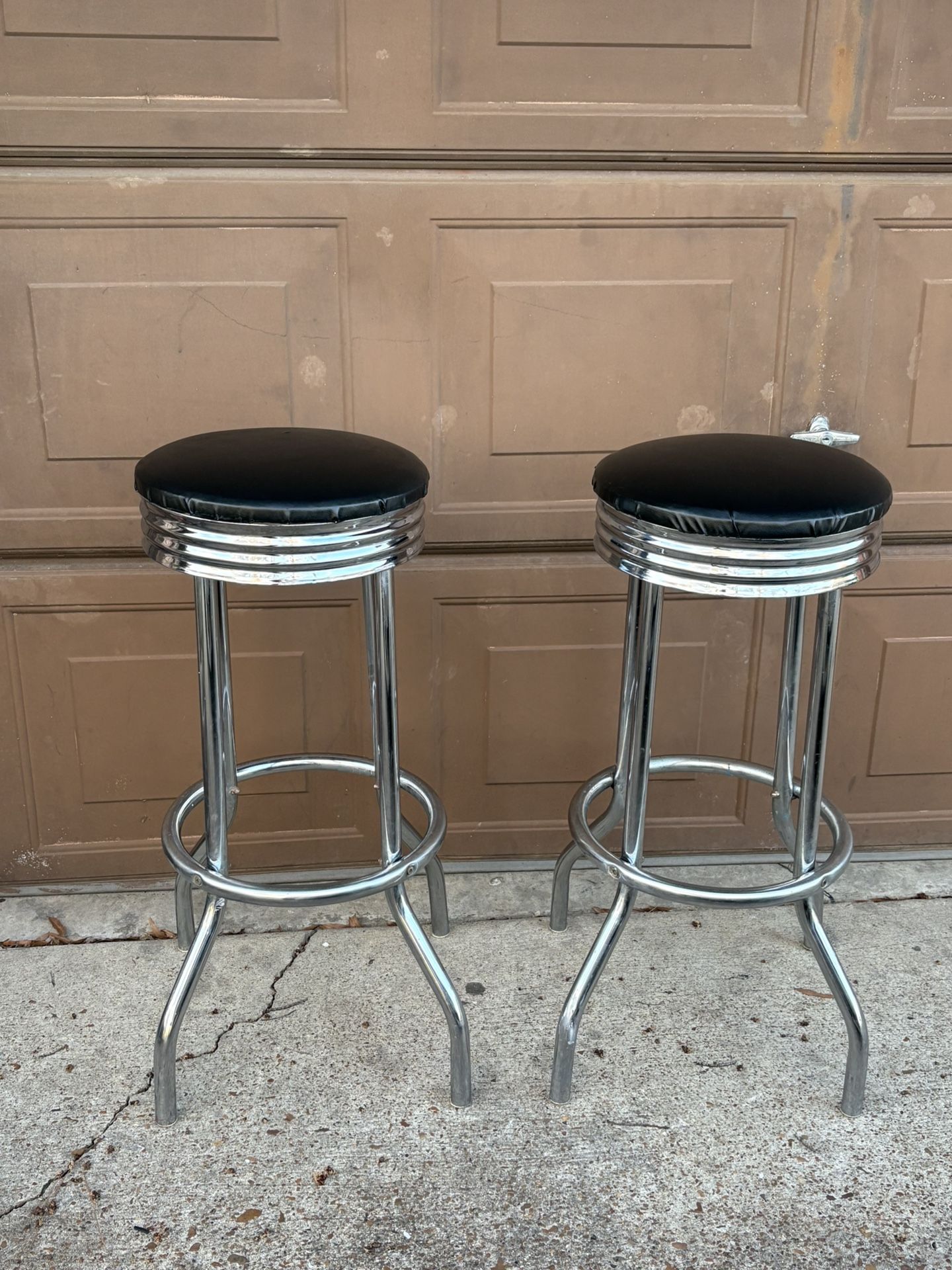 Vintage chrome and black bar stools retro, Dinner, Bar, Man Cave