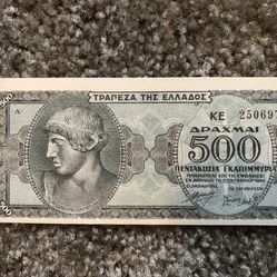 1944 GREECE 500,000,000 DRACHMAI . ORIGINAL. UNC
