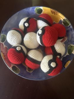 Hand Knit Pokeballs 