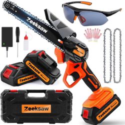Mini Chainsaw 6 Inch Cordless, Super Power Hand Held Chain Saw, Electric Mini Chain saw Powered, Small Hand saws for Tree Wood