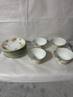 Floral Porcelain Tea Cups and Saucers Set