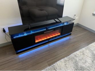 Modern Black Electric Fireplace TV Console