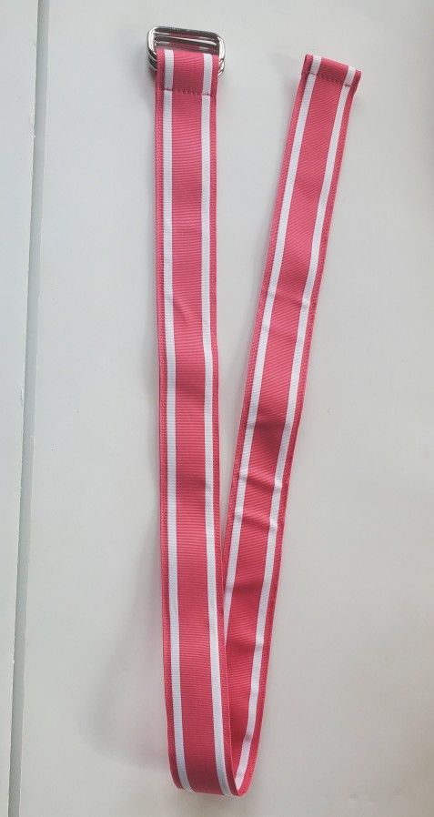 Lands' End women's multicolored ribbon cloth belt size M D ring pink Stripe 37"
New without tags