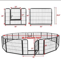 New 24" 16 Panel Heavy Duty Dog Playpen Foldable Shapable Pet Play Yard With Door & Lock RV camping Dog Fence  Dog Gate