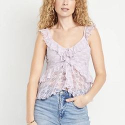 Purple Flutter Sleeve Top