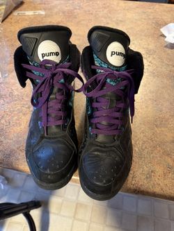REEBOK PUMP BLACKTOP Battleground Shoes Size Mens 11.5 US Black Extreme Purple 