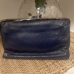 Navy Blue Hobo Leather Clutch