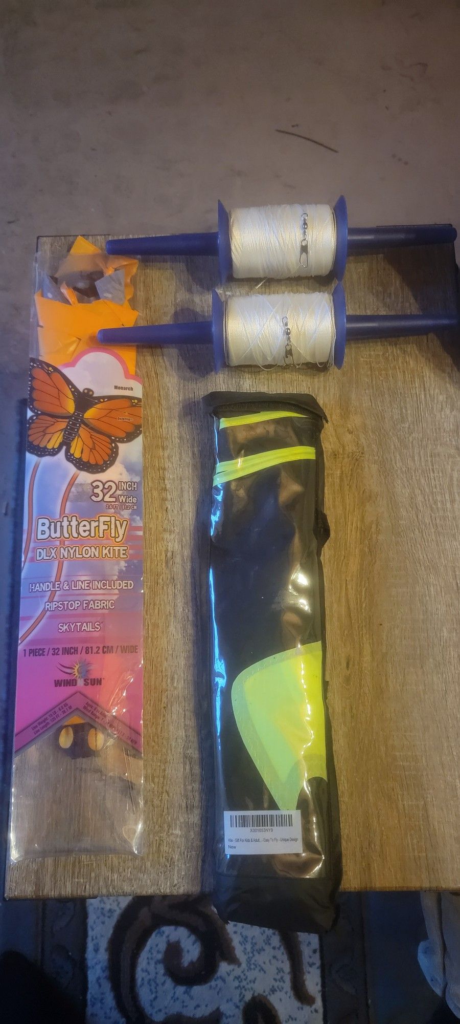 Two Kite Flyers butterfly and Green And Black Bat With Two Kite Reeler Winder