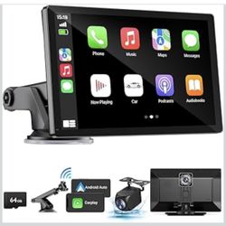 Apple Carplay - Pantalla para automóvil, pantalla táctil HD de 9 pulgadas, Android Auto, estéreo portátil de doble DIN para automóvil con control de v