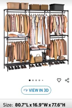 Large Freestanding Clothing Rack with Shelves