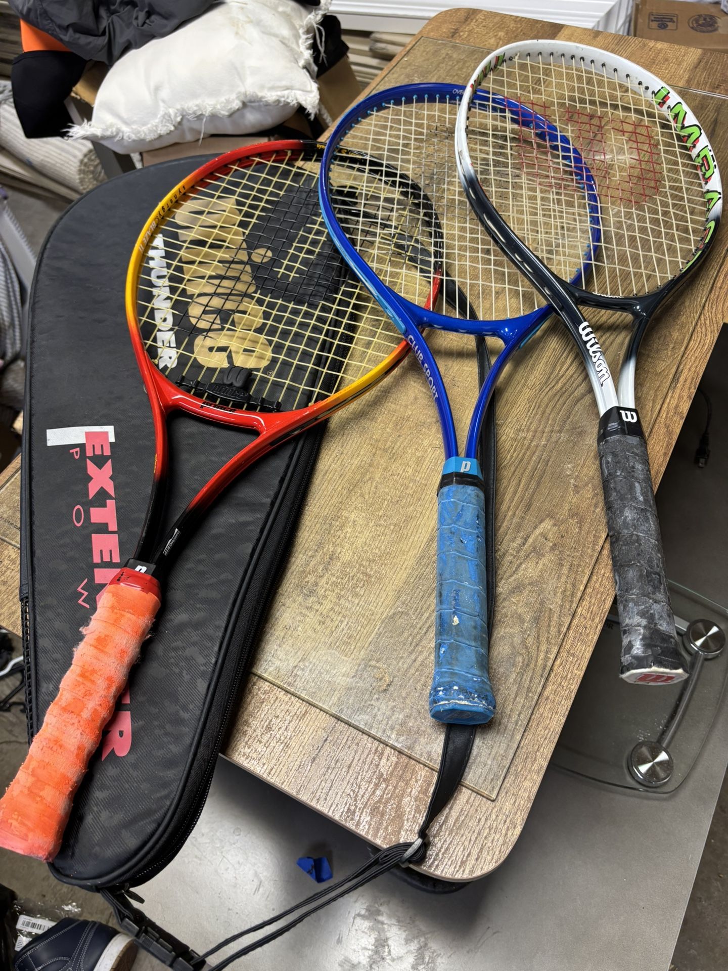 LOW PRICE MOVING- 3 ADULT TENNIS RACKETS + 1 CASE