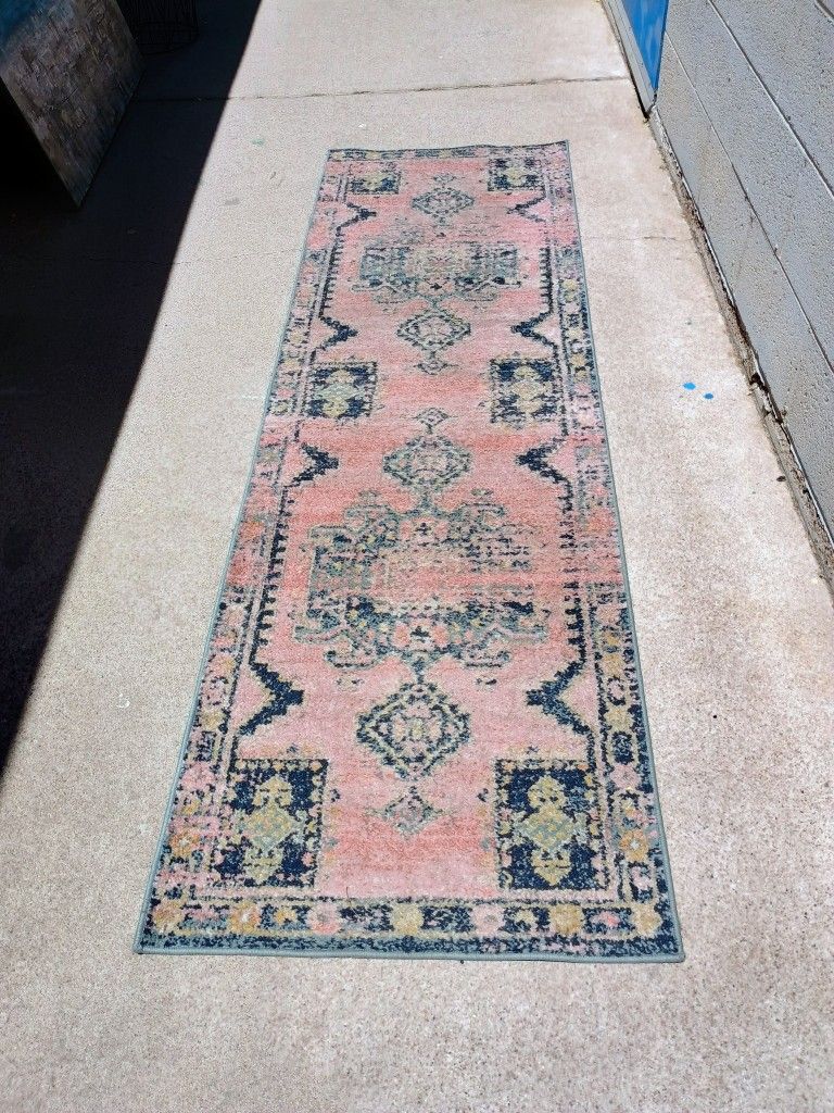 Antique Indian Carpeting 27 In By 92 In
