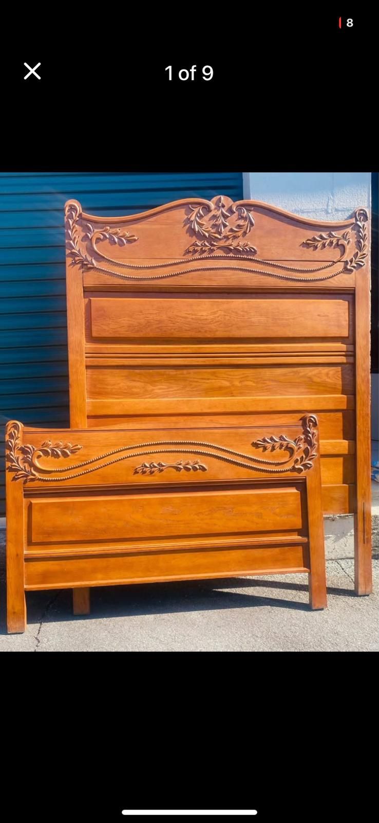 20th Century Vintage Oak Eastlake Bed Frame Beautifu