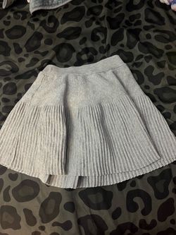 Gray Knit Pleated Skirt