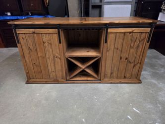Reclaimed Wood Rustic Wine Bar Credenza