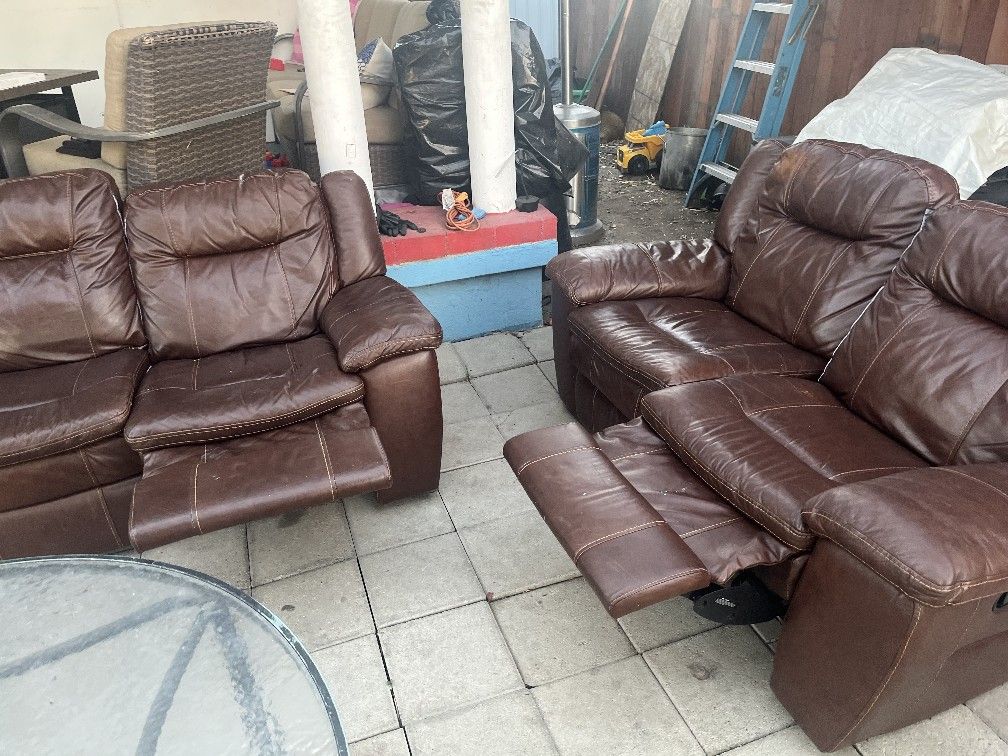 Recliner Set Of Leather Sofas Like New