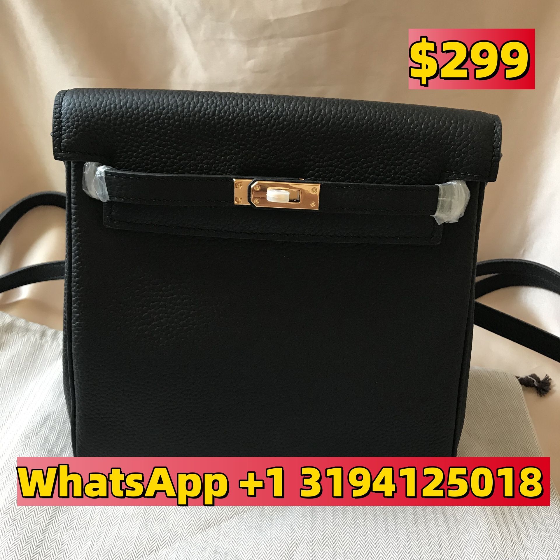 Hermes Evelyne TPM BLACK GOLD Hardware Crossbody Bag