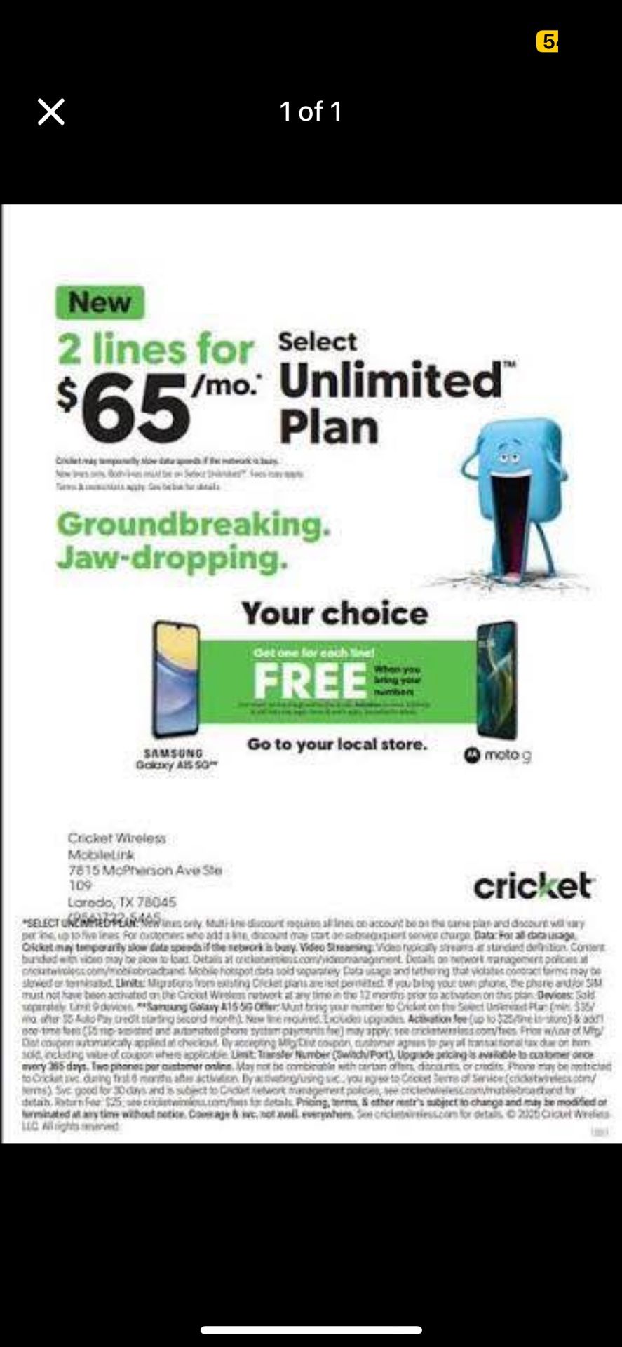 $65 Monthly Only At Cricket Wireless Located 525 Hampton Pointe Blvd Hillsborough NC 27278