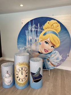 Cinderella Backdrop and Cylinder Cover Set