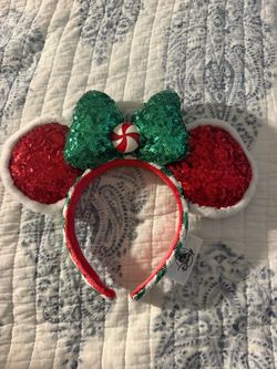 Kids Disney Minnie Mouse Christmas Sequin Ear Headband