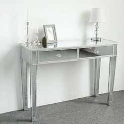 Brand New Glass Mirrored Vanity Table Console Table Desk 