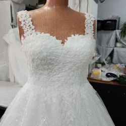 Custom Made Wedding Dress With Veil And Crown