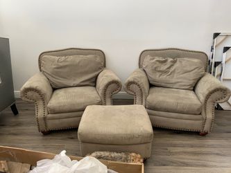 2 chairs and one ottoman