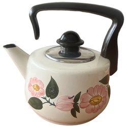 Asta Fissler Kettle Tea Pot Flowery Pattern By Villeroy Bosh  This unique vintage tea kettle by Fissler is a must-have for any collector of kitchen an
