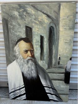 Rabbi Oil Painting David Pelbam 36” by 24” unframed local pick up only