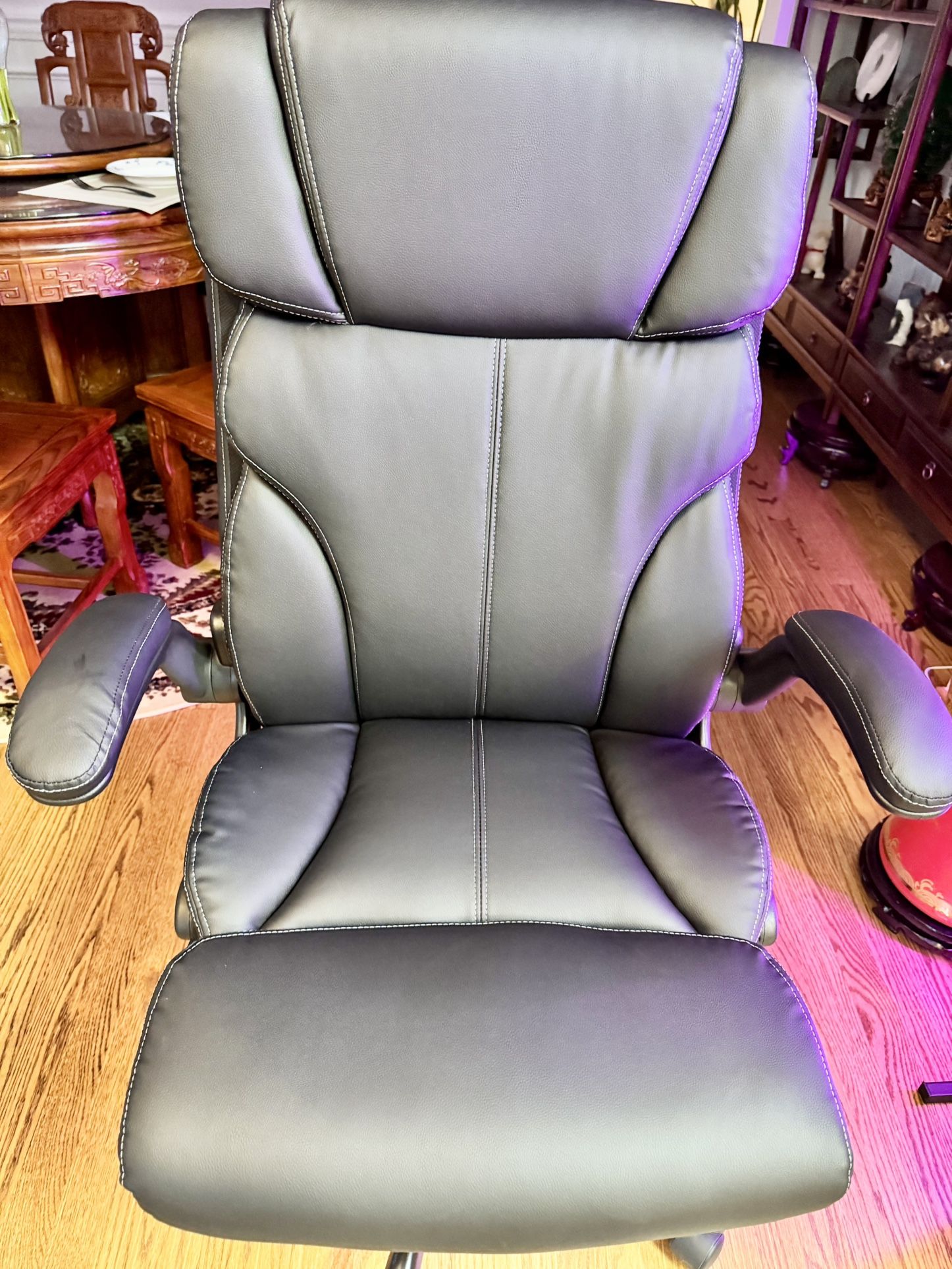 Brand New Ergonomic Big and Tall Computer Desk Chairs, Executive Breathable Leather Chair with Adjustable Flip-up Armrests, Lumbar Support Swivel PC C