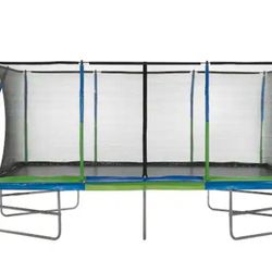 Machrus Upper Bounce Mega 10ft. X 17ft. Gymnastics Style Rectangular Trampoline Set w/ Premium TopRing Enclosure System