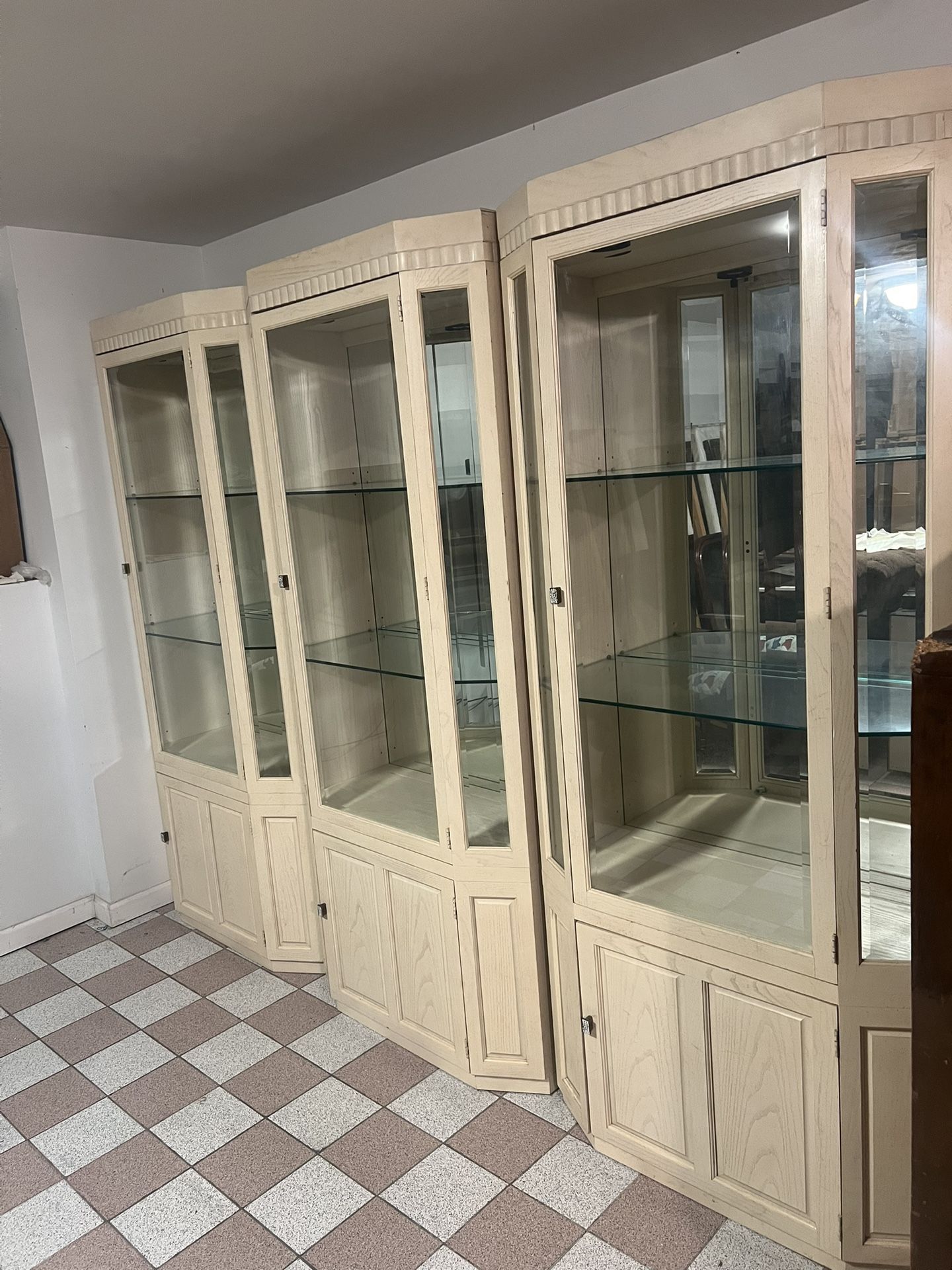 Tall Cabinets w/Glass Door & Shelves - Delivery Available