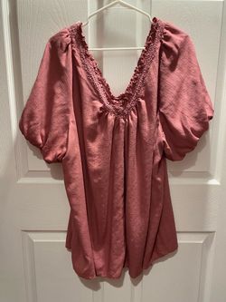 Pink Puff Sleeve Boho Blouse Top