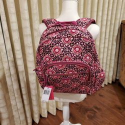 VERA BRADLEY ICONIC CAMPUS BACKPACK RASPBERRY MEDALLION 