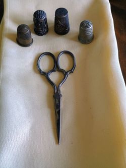 Vintage Embroidery Scissors and Thimbals
