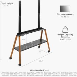 easel rolling tv stand 