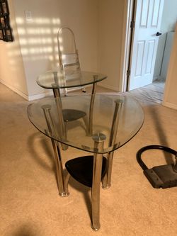 2 glass side tables