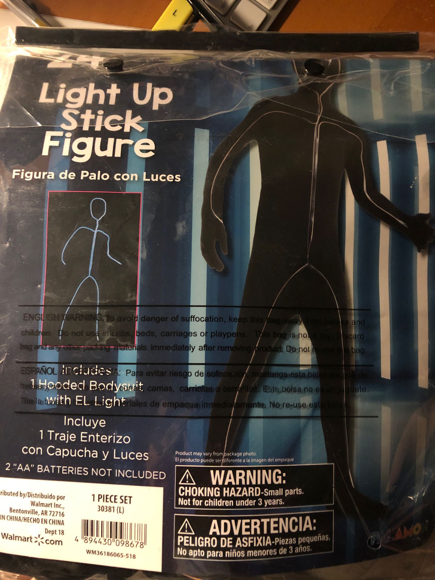 Light up stick figure costume - Boy L (10-12)