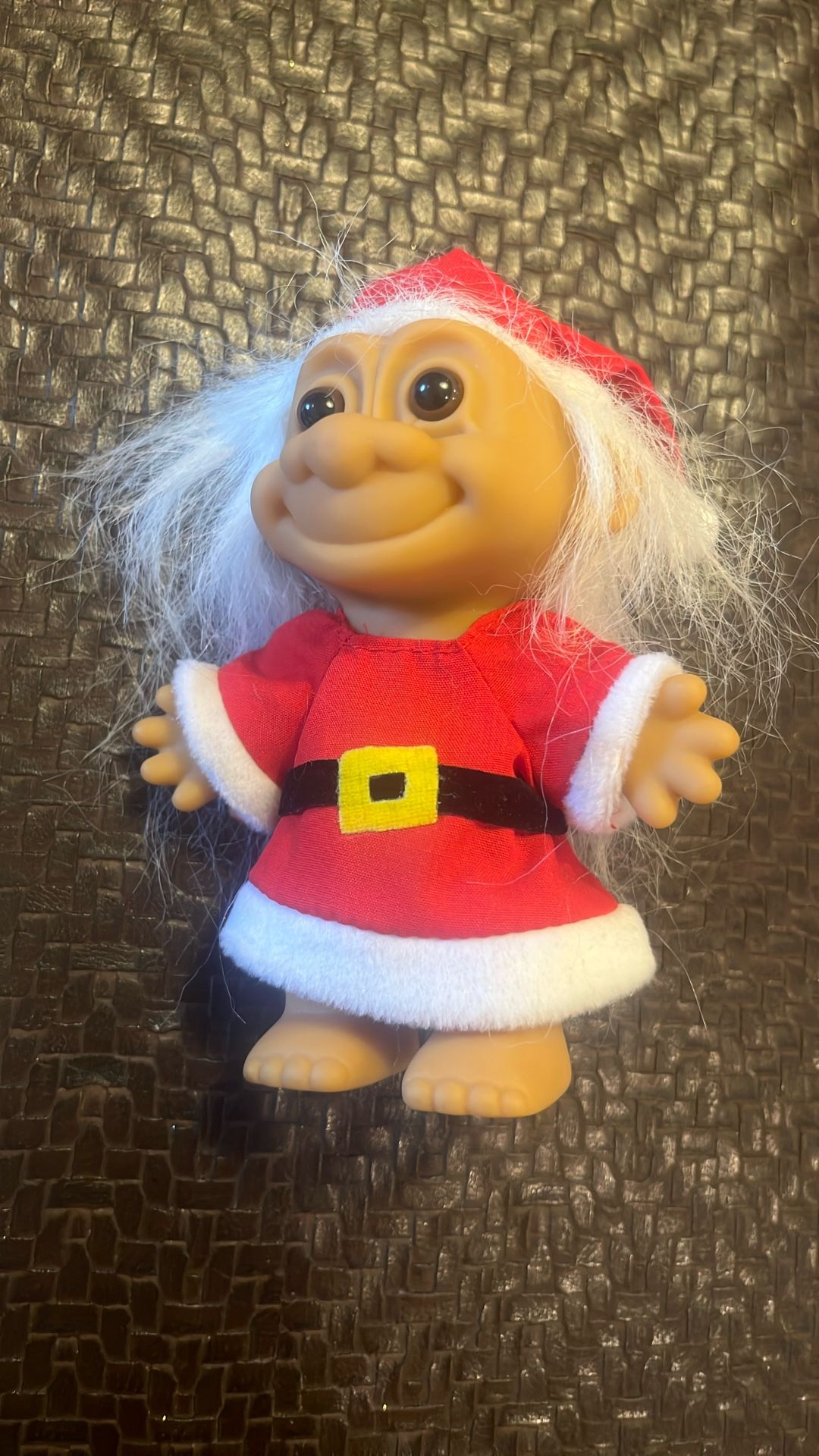 Vintage Russ Santa Claus Christmas White Hair 4” Troll Doll