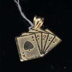 10KT Yellow Gold Royal Flush Cards Pendant 2.00g 182654/15