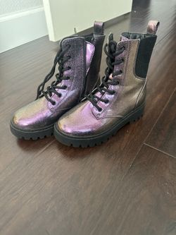 Art Class Rochelle Glitter Zipper Lace-Up Combat Boots (Size 2)