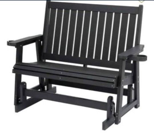 Poly lumber Patio Glider with two seat/ black/ new with packing/durable HIPS material