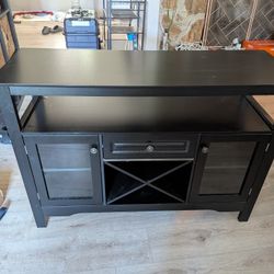 Sideboard/TV Stand Furniture Piece - Black With Glass Doors