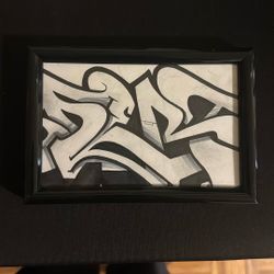 Original Graffiti Drawing In Frame 