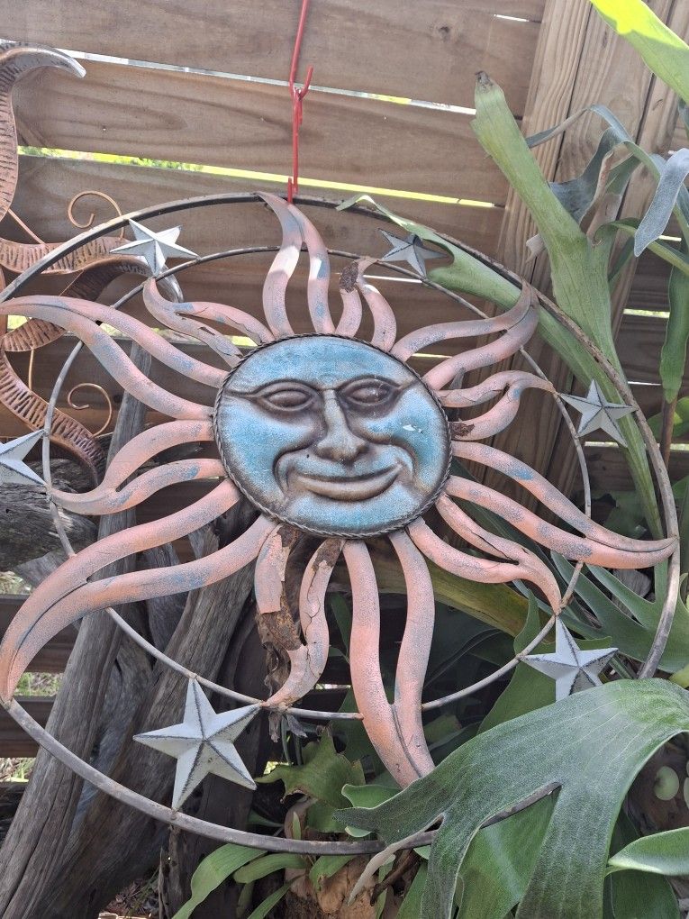 Colorful Metal Sun And Stars Wall Decor 
