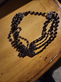 Vintage Black Victorian Style Butterfly Necklace