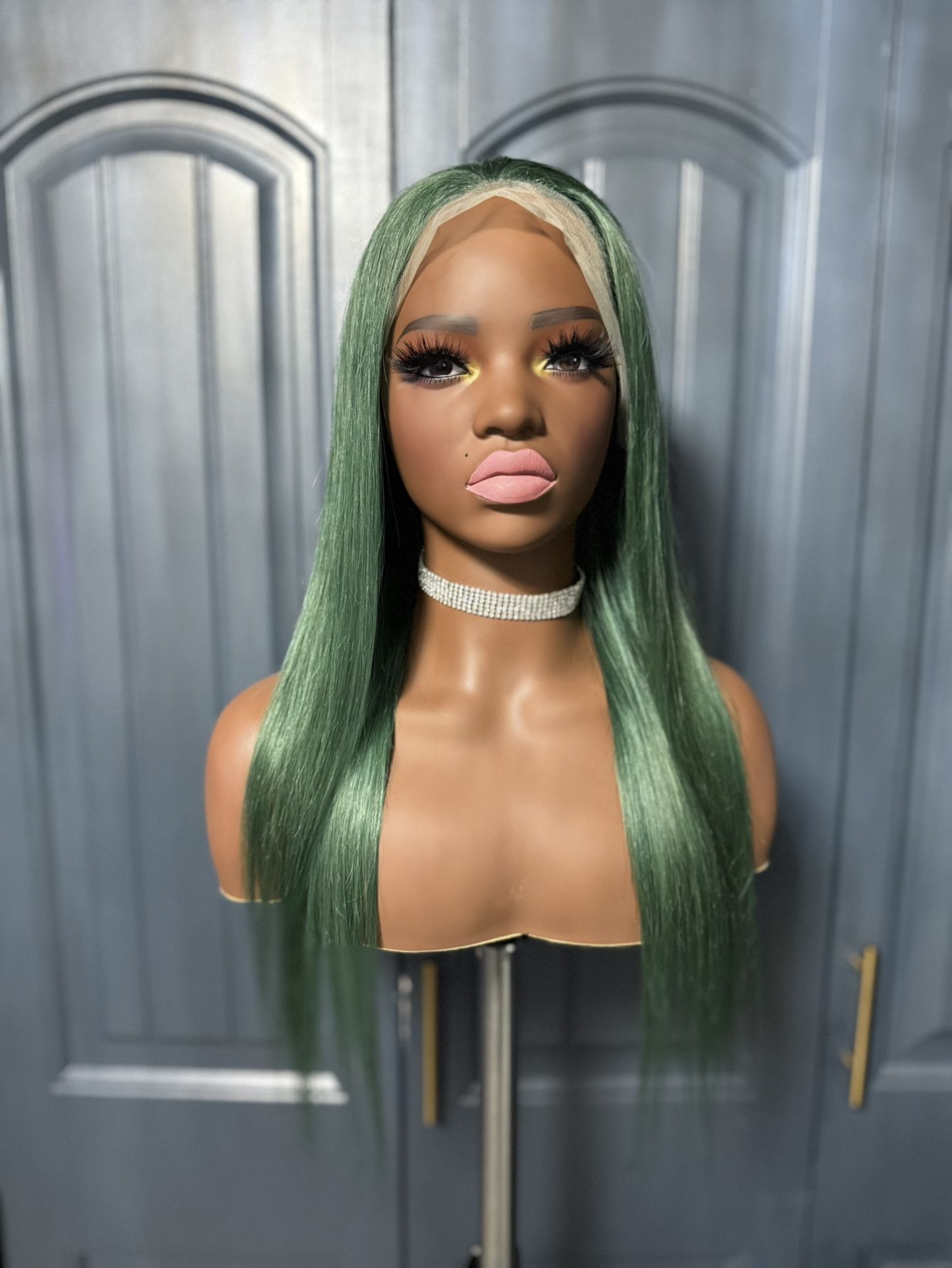 WIG 100% HUMAN HAIR GREEN 24”